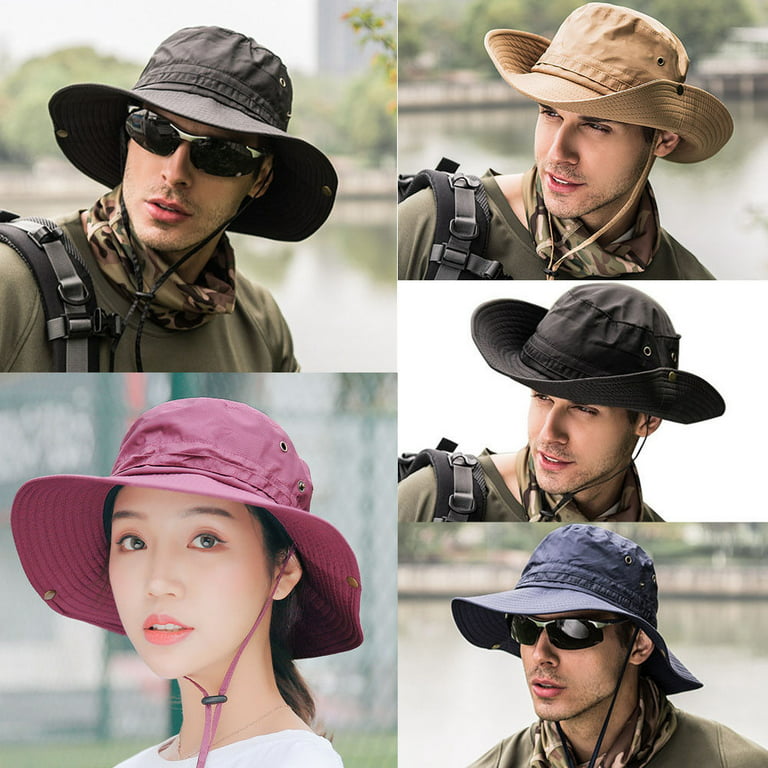 HIN Bucket Hat Men Women Hiking Hat UV Protection Fisherman Hat