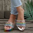thumbnail image 5 of Fanxing Womens Rainbow Platform Sandals Thick Bottom Open Toe Glitter Rhinestones Casual Sandal Slip On Flatform Fashion Slides, 5 of 9
