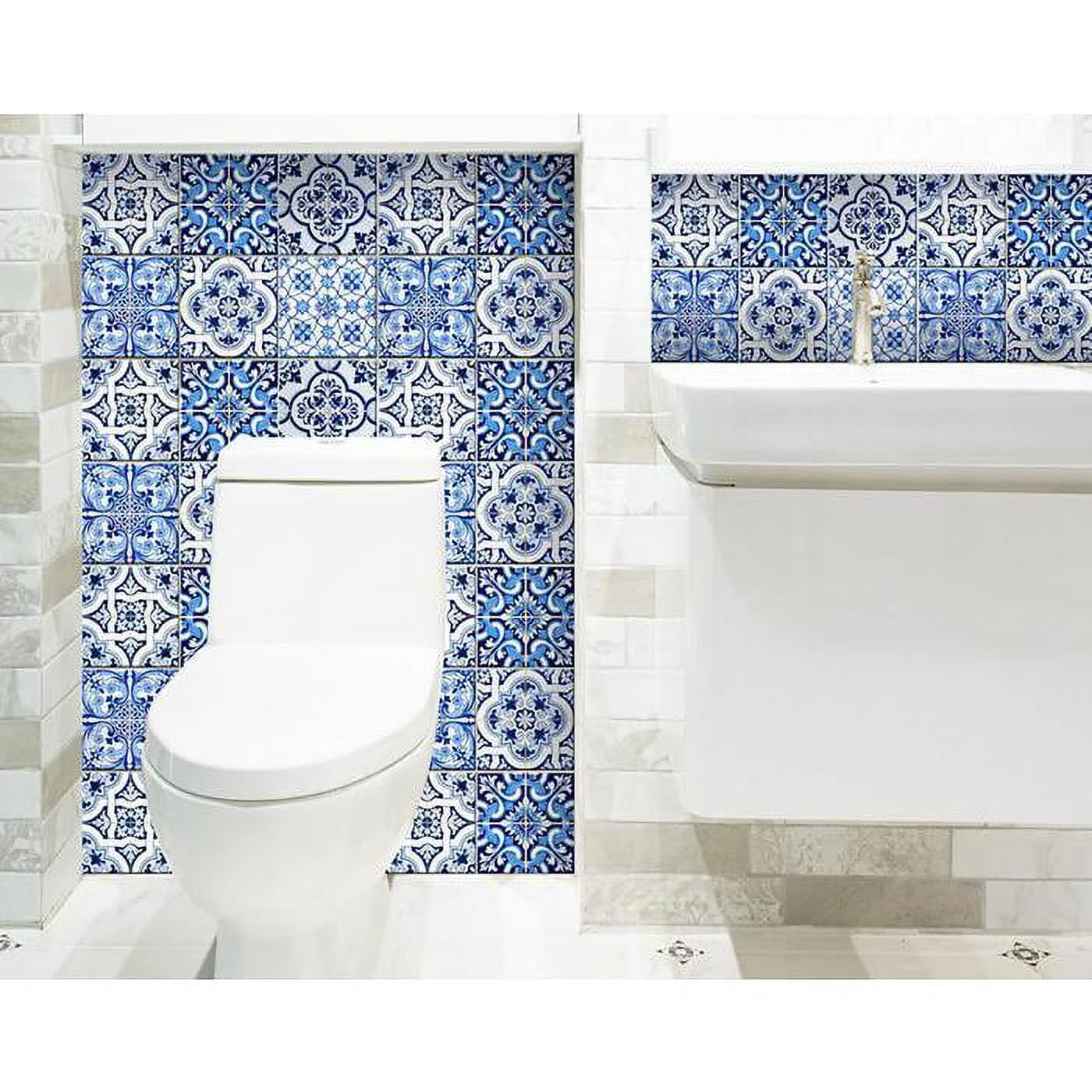 HomeRoots 400325 4 x 4 in. Azul Multi Blue Mosaic Peel & Stick Tiles