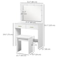 thumbnail image 2 of White Vanity Desk Set with LED Mirror & Stool - Modern Makeup Table for Bedroom - 31.5” Wide, Spacious Storage, Elegant Dressing Table, 2 of 7