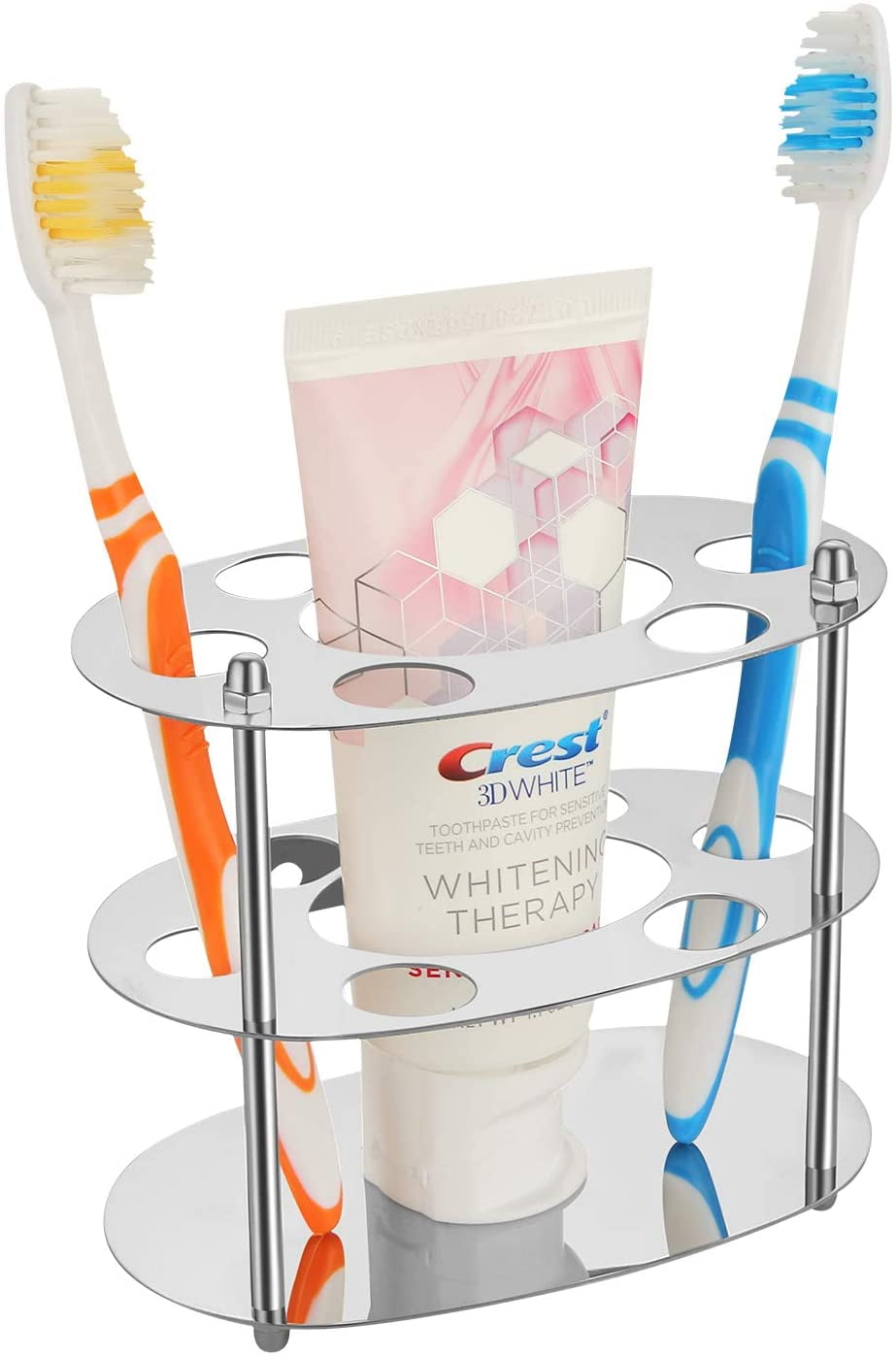 White Metal Toothbrush Holder Toothpaste Stand Rack Shelf for Bathroom 