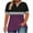 Purple, variant on Posijego Plus Size Tops for Women V Neck Summer Short Sleeve T-Shirts Color Block Loose Casual Dressy Blouse
