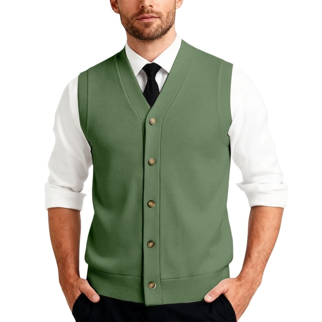 Gilet Classique en Tricot avec Boutons pour Hommes – Chandail Sans Manches Polyvalent pour Tenue Décontractée et Professionnelle, Garde-Robe Quotidienne du Printemps à l'Automne