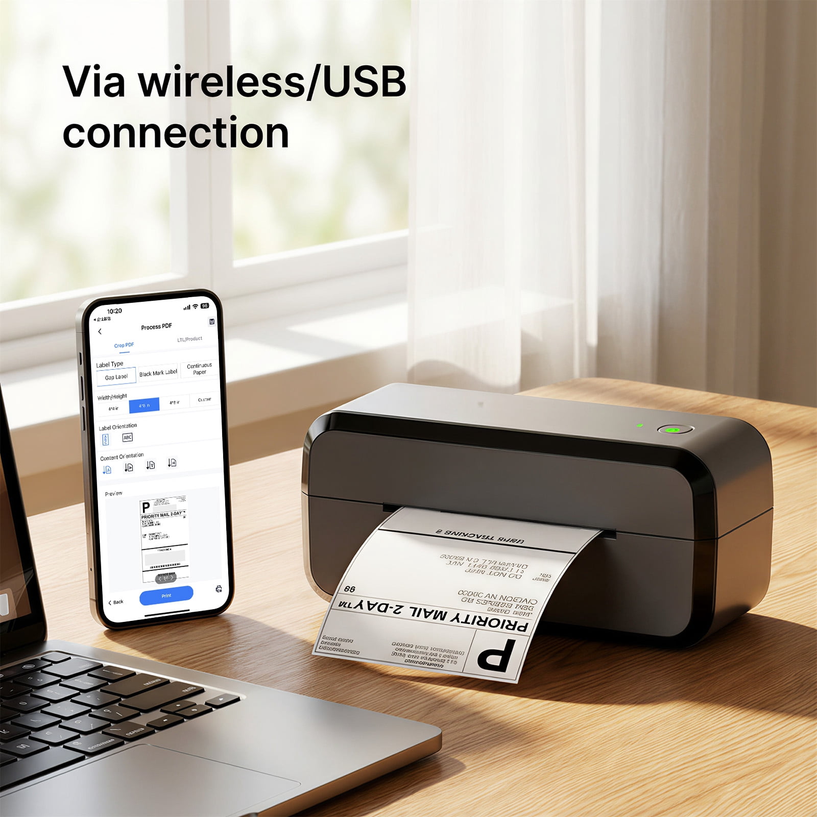 Phomemo Bluetooth Thermal Shipping Label Printer, 4x6 Wireless Label Printer for Shipping Packages, Compatible Android, iOS, Mac OS, and Windows, Widely Used for Amazon, Ebay, Shopify, Etsy, USPS