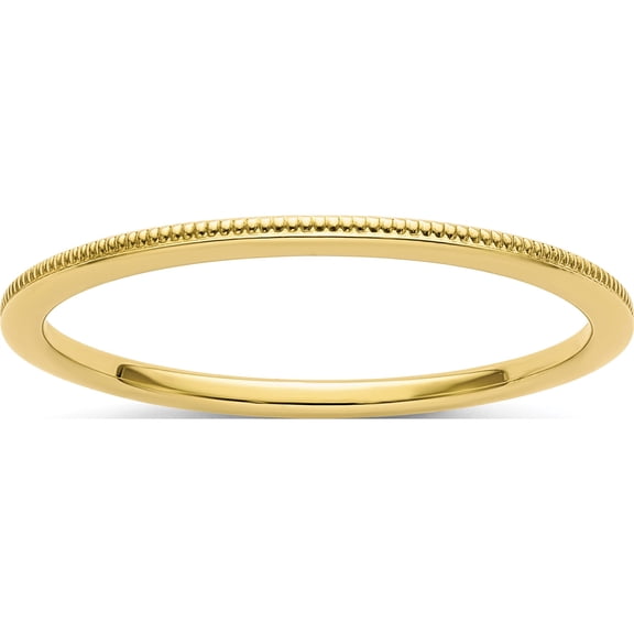 10K Yellow Gold 1.2mm Milgrain Stackable Band (Size 7) Made In United States 1stk19-120y-7