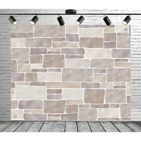 7x5ft Rustic Backdrop Light Color Stone Wall Photo Backdrop Brick Pattern Background for Theme Party Wedding Birthday Baby Shower Decoration Banner Photo Booth Studio Props