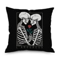 thumbnail image 3 of Funda de almohada decorativa con diseño de pareja de calaveras, línea cuadrada de 18.0 x 18.0 in, 3 of 5
