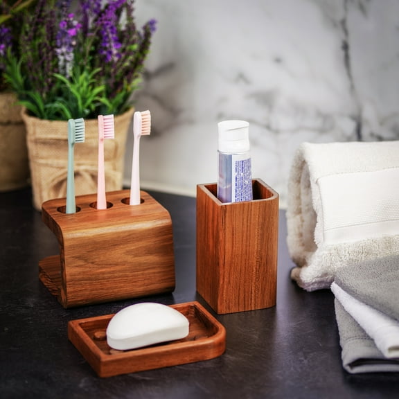 Eka Collection Teak Tumbler - 2-3/4" L x 2-3/4" W x 4-3/4" H