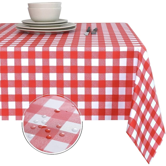 LAICAIW 100% Waterproof PVC Table Cloth, Oil-Proof, Spill-Proof, 54 x 54 Inch Rectangle, PVC, Table Cover