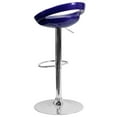 thumbnail image 5 of BizChair 2 Pk. Contemporary Blue Plastic Adjustable Height Barstool with Rounded Cutout Back and Chrome Base, 5 of 8