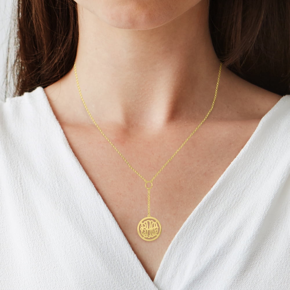 Personalized Drop Monogram Pendant in Sterling Silver or 14K Gold-Plated Sterling Silver