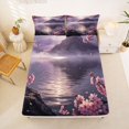thumbnail image 5 of Homewish Dreamy Cherry Blossom Bed Sheets,Japanese Landscape Full Size Sheets,Purple,4-Piece,1 Flat Sheet, 1 Fitted Sheet and 2 Pillowcases, 5 of 6