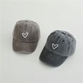 thumbnail image 4 of Kids Baseball Cap for Boys and Girls Vintage Washed Denim Heart Embroidered Sun Hat, 4 of 9