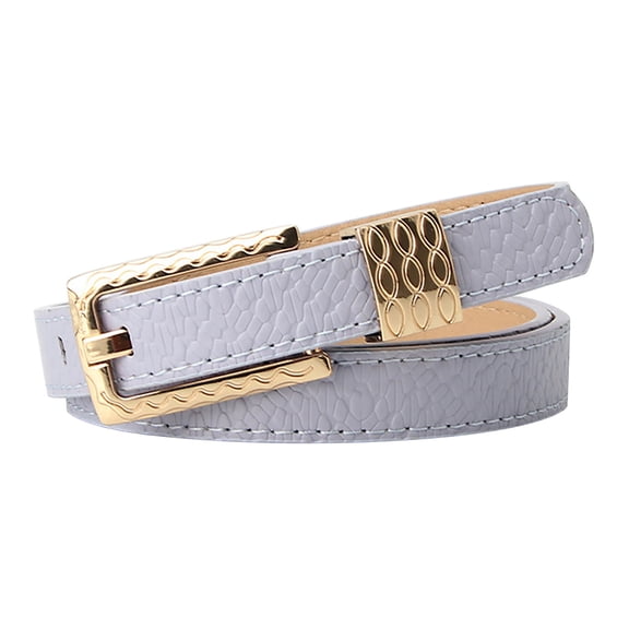DFEK Elegant Women's Thin Belt with Decorative Buckle Versatile Accessory for Dresses Jeans and Casual Pants Purple One Size