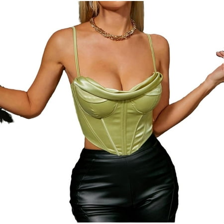 

Women s Push Up Corset Top Olive Green L