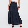thumbnail image 4 of LWavelet Women Eyelet Embroidery Tiered Maxi Skirt Elastic High Waist Casual Summer Long Skirt Blue M, 4 of 4