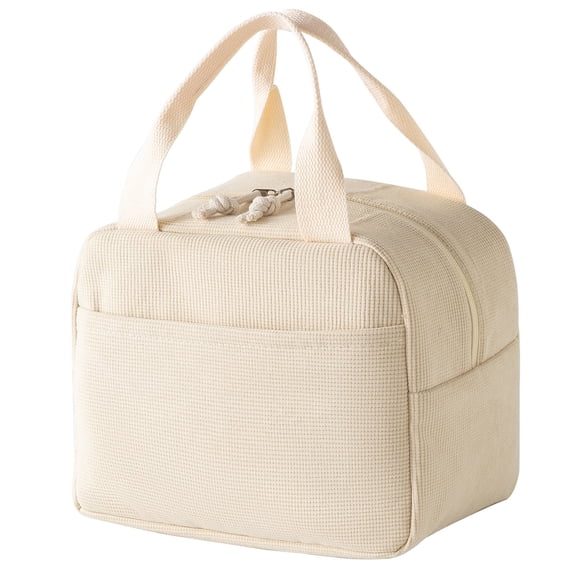 Lunch Box for Women Insulated Lunch Bag Corduroy Lunch Tote Bags Leakproof Cooler Lunch Case for Travel Work Picnic/Beige