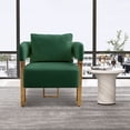 thumbnail image 3 of Teddy Fleece Upholstered Metal Foot Chair, Upholstered Armchair Mid Century with Gold Metal Legs, Ergonomic Design, Modern Accent Chair for Dressing Area, Reception Room and Office, Green, 3 of 8