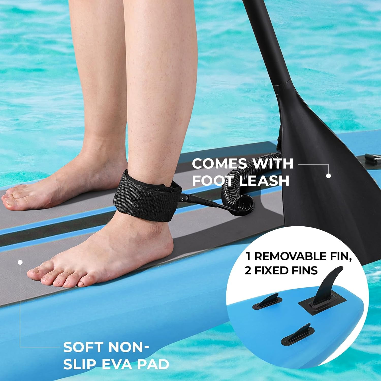 Pirecart 12FT Inflatable Stand up Paddle Board with Premium SUP Paddle Board Accessories for Surfing, Fishing, Blue
