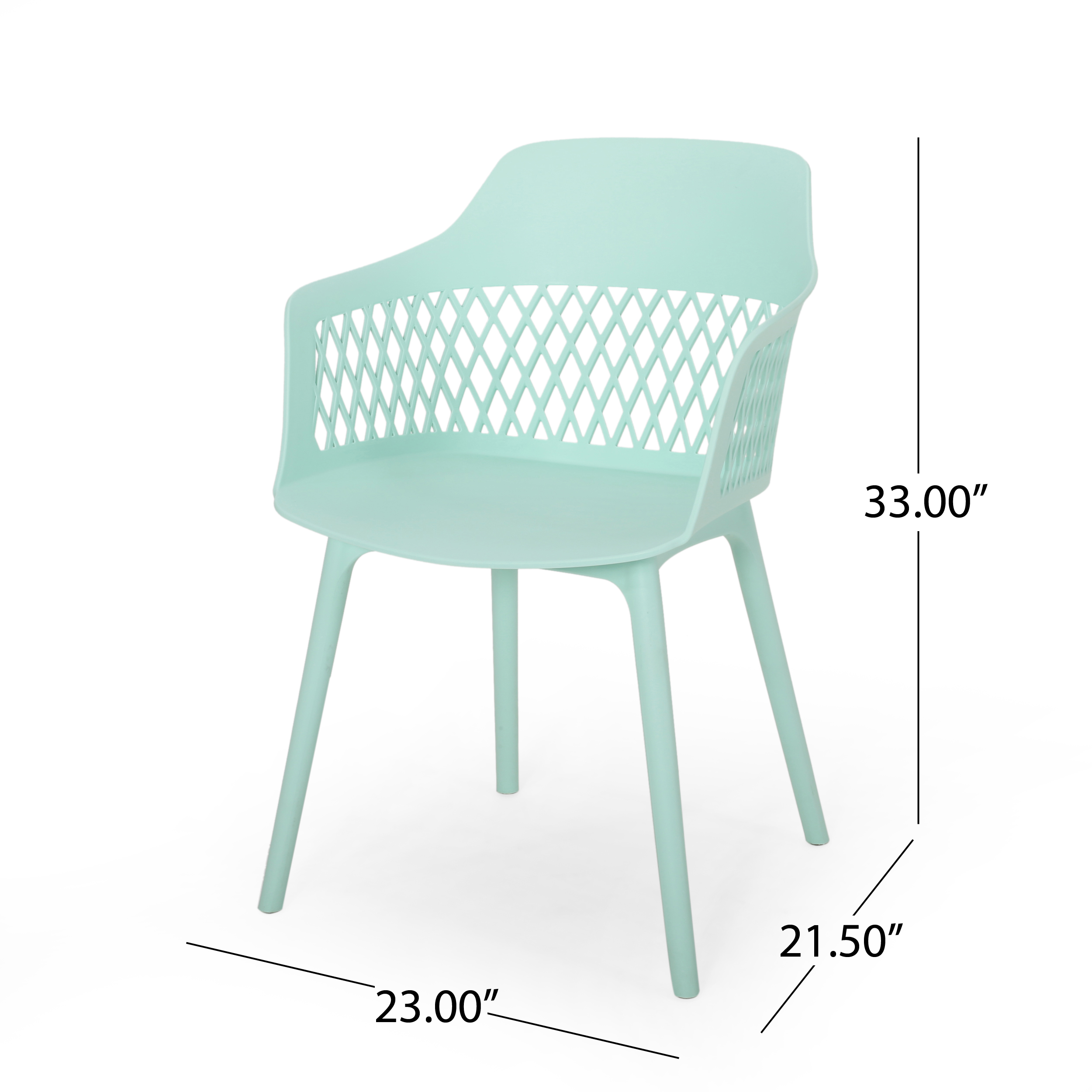 GDF Studio Airyanna Outdoor Modern Dining Chair, Set of 4, Mint - image 3 of 7