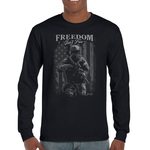 Freedom Isn't Free Long Sleeve T-shirt American Hero Patriotic Soldier DD 214 POW MIA Military Warrior Veterans Day