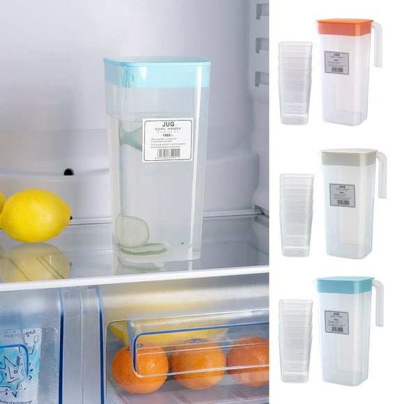 Multi Drink Dispenser Set of 5 Drink Pitcher for Parties Drink Container for Fridge Water Jug for Fridge Drink Pitcher Refrigerator Juice Water Pitcher