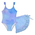 thumbnail image 4 of Girls Two-Piece Swimwear Set for Girls Long Sleeve Rash Guard with Swim Shorts UPF50+ Sun for Beach Pool, 4-5 Years, Blue, 4 of 5