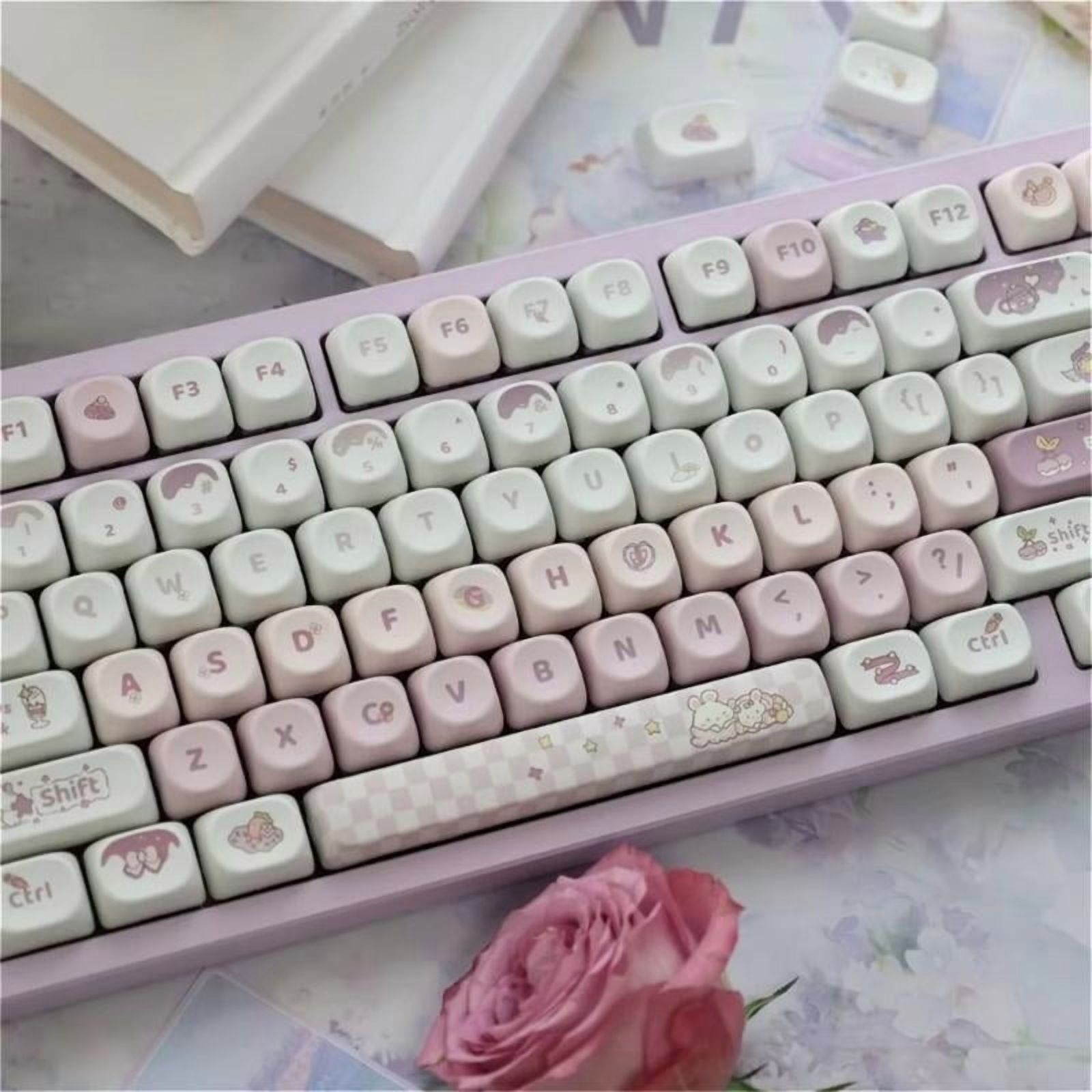 Cute Purple Rabbit Gradients Keycap MOA Profile 136Keys Small Tilt Thermal Sublimation Mechanical Keyboards Customization