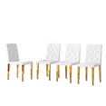 thumbnail image 4 of Tcbosik Dining Chairs Set of 4, PU Leather Upholstered Kitchen Chair with Button Tufted Padded and Metal Legs, White & Gold, 4 of 10