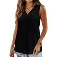 thumbnail image 4 of Babysbule Women's Casual V-Neck Sleeveless Top Solid Color Blouse Comfy Stretchy Nylon Spandex Summer Fashion T-Shirt for Home Work, 4 of 8