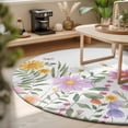 thumbnail image 3 of Round Area Rugs 6Ft, Botanical Floral Non-Slip Washable Circle Rugs Carpet, Spring Colorful Flowers Butterfly Indoor Outdoor Rug Floor Mats Throw Runner for Bedroom Living Room Bathroom, 3 of 8