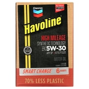 Chevron Havoline High Mileage Synthetic Technology Motor Oil 5W-30, 6 Quart Smart Change Box