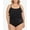 Black, variant on SWIM SOLUTIONS Women's Black Stretch Tummy Control Ruffled Triple-Tiered Full Coverage Fixed Cups Scoop Neck One Piece Swimsuit 18W