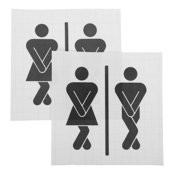 WHAMVOX 2PCS Bathroom Door Stickers Funny Restroom Signs Quirky Bathroom Wall Decals Unisex Toilet Decor for Any Bathroom or Restroom