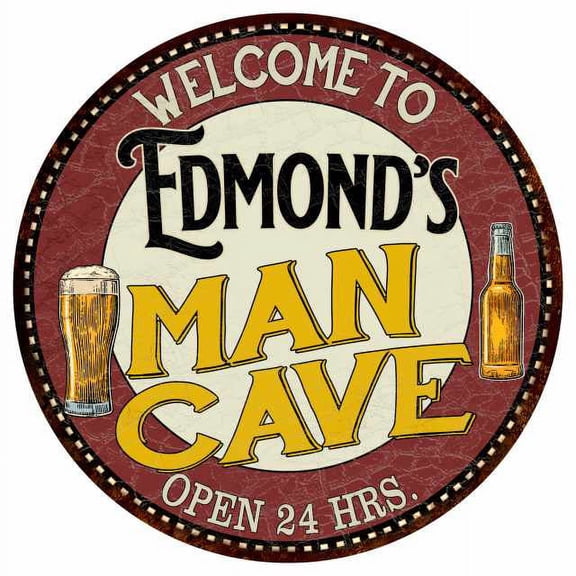 Edmond's Man Cave 14" Round Metal Sign Kitchen Bar Wall Decor 100140035274