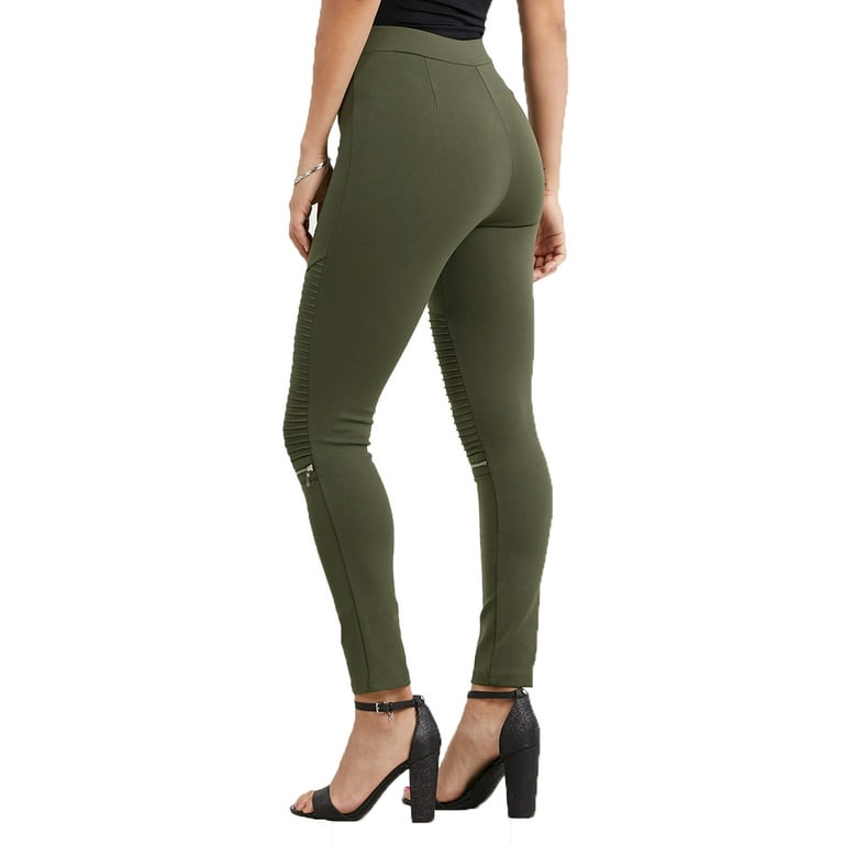 A2Y Women's Ultra Stretch Moto Skinny Zipper Detail Leggings Pants