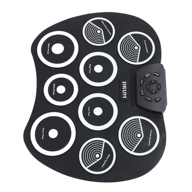 Batería Enrollable, Batería Electrónica 9 Almohadillas Educativas USB Silicona 800mAh Con Baquetas De Pedal Para Uso Doméstico