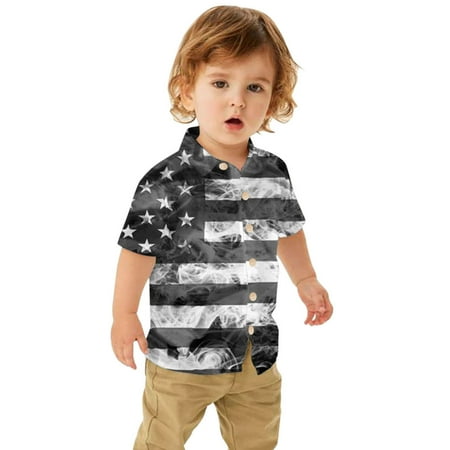 

nsendm Set Active Toddler Boys Girls Short Sleeve Botton Independence Day 4th Of July Prints Kids Tops T Shirt Boy Short Shirt Black 7-8 Years