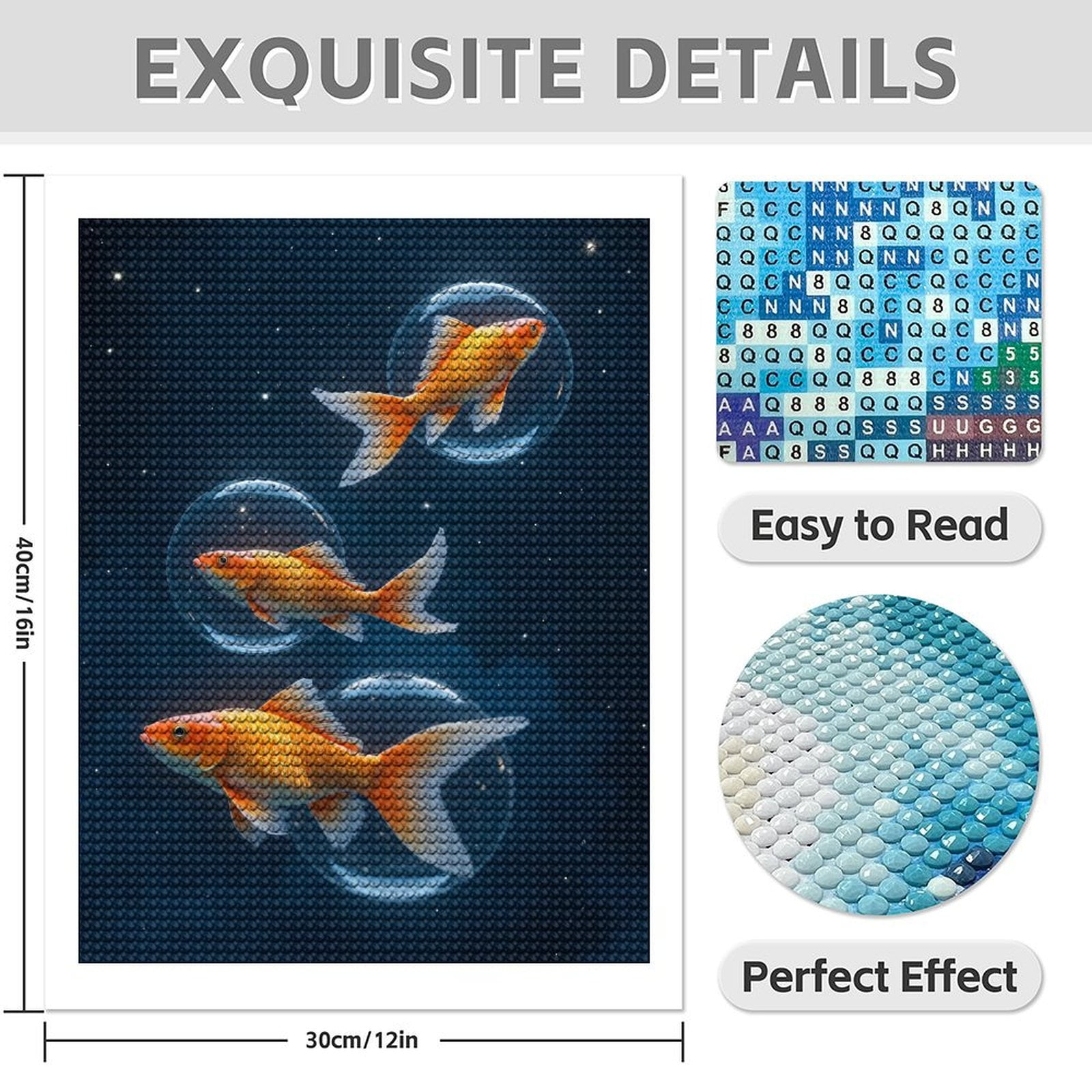 Diamond Art Kits for Adults - 5d Goldfish Floating In Bubbles Sky Diamond Painting for Adults, Diamond Art for Adults Beginners, Diamond Painting Kits for Adults for Home Wall Decor