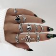thumbnail image 1 of Vintage Hip Hop Punk dragón serpiente mariposa murciélago calavera Retro nudillo conjunto anillos mujeres gótico dedo anillo conjunto nueva joyería Tan Jianjun unisex, 1 of 2