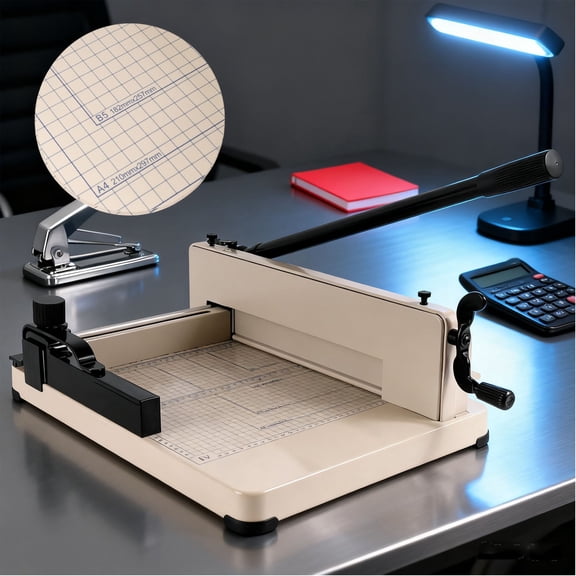 Durable 12-Inch Paper Cutter, 1.6" Thick Material Capacity Paper Trimmer, Guillotine Paper Cutter with Rustproof Blade, Steel Cutting Board, Perfect for Schools, Craft Rooms