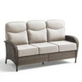 thumbnail image 2 of Unnifurnzi Outdoor Wicker Couch-All Weather Rattan 3 Seater Patio Couch with 6'' Thick Cushions High Back Outdoor Sofa for Deck Lawn Porch Balcony Poolside-Brown/Beige, 2 of 7