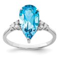 thumbnail image 4 of 925 Sterling Silver Rhodium Blue Topaz and Diamond Ring Size 9, 4 of 5