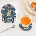 thumbnail image 5 of WOBOGO Corgi Rocket Element Pattern Coil Coasters Set of 6 Minimalist Cotton Woven 3.94 inch Non-Slip Insulated and Absorbent Home Accessories., 5 of 7