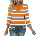 thumbnail image 3 of AnuYalue Womens 3/4 Sleeve Shirts V Neck Striped Tops Fashion Color Block T-Shirt Spring Summer Outfits, 3 of 9