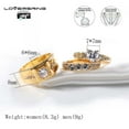 thumbnail image 3 of 3pc His and Hers Wedding Ring Sets Couples Rings Yellow Gold Plated Heart Cz Titanium band, 3 of 8
