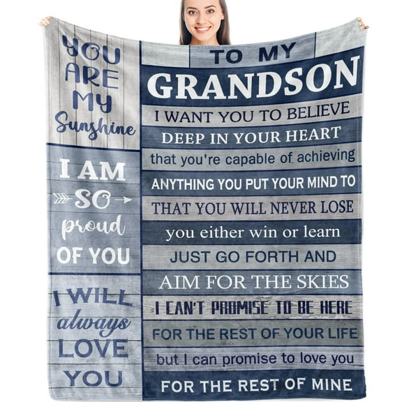 Soft Grandson Blanket - 1 Pc Gift from Grandma/Grandpa - Birthday, Graduation, Best Gift Ideas