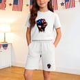 thumbnail image 2 of Afuyipoi Boys Girls Independence Day 2-Piece Lounge Set (4-14 Years) Soft Cotton Short Sleeve Flag Print Top and Active Shorts White 4T, 2 of 8