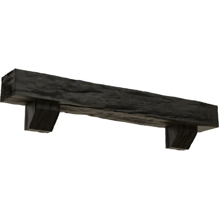 

Ekena Millwork 8 H x 10 D x 60 W Riverwood Faux Wood Fireplace Mantel Kit with Ashford Corbels Burnished Cedar
