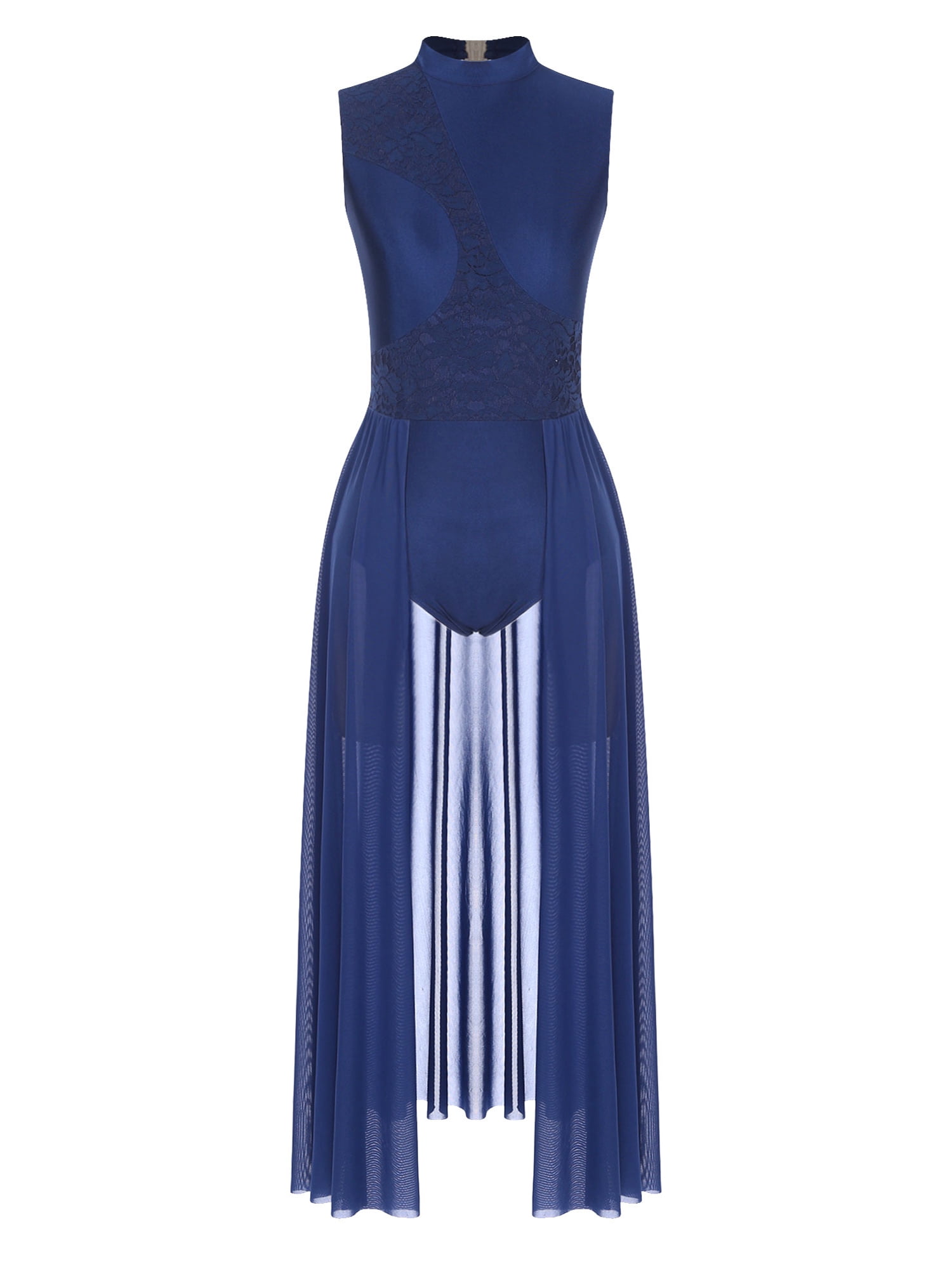 Robe De Danse Lyrique Femme – Jupe En Tulle Asymétrique – Dos Découpé, Col Montant – Taille S à XXL